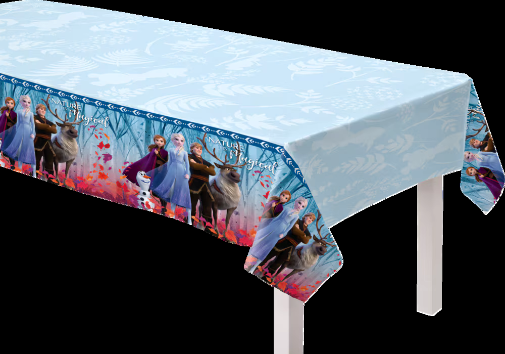 Disney Frozen Rectangle Plastic Reusable Table Cover, Blue, 54x96-in, for Birthday Party