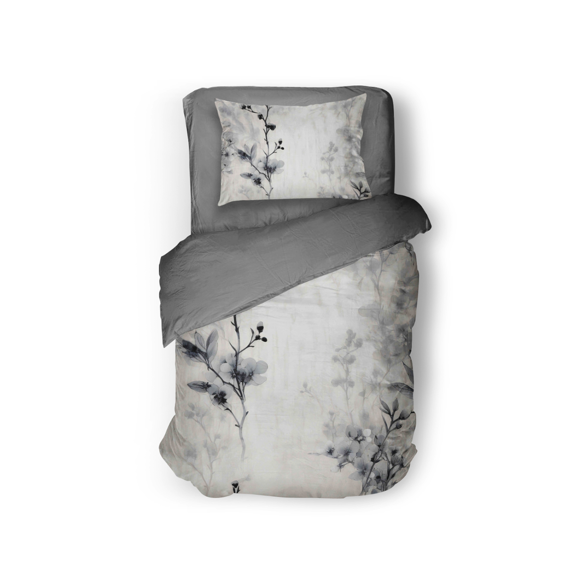 Eleganzzz Dekbedovertrek Micropercal Notte Fiori - white