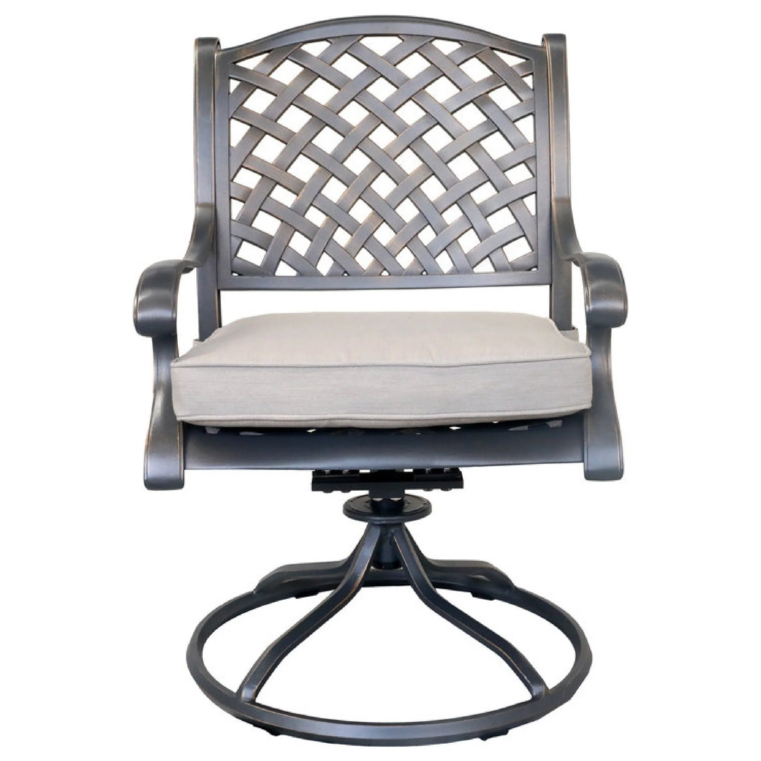 27 Inch Swivel Outdoor Patio Dining Chair, Set of 2, Bronze