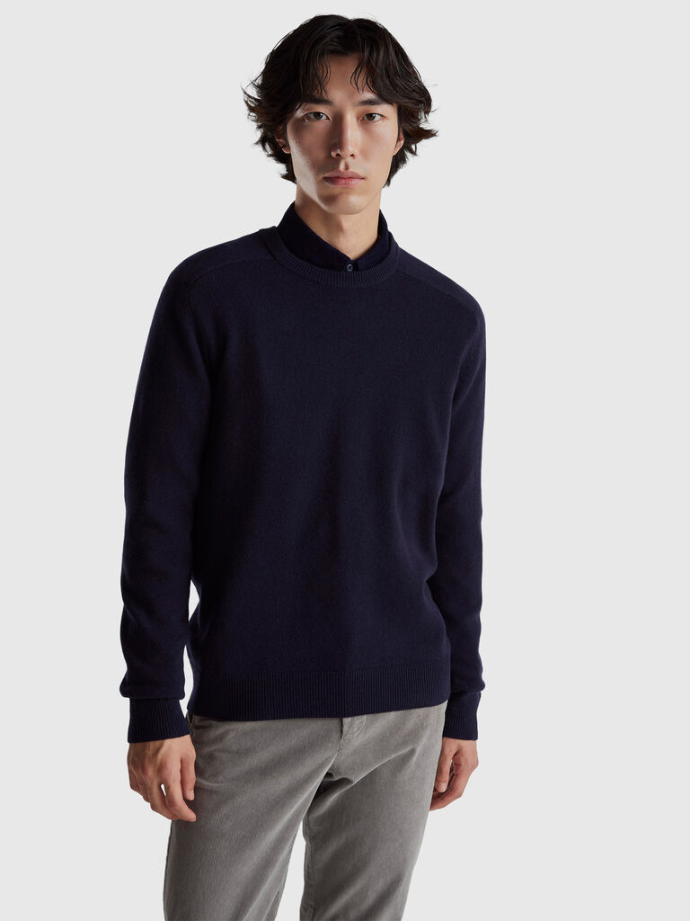 Crew neck sweater in pure Merino wool