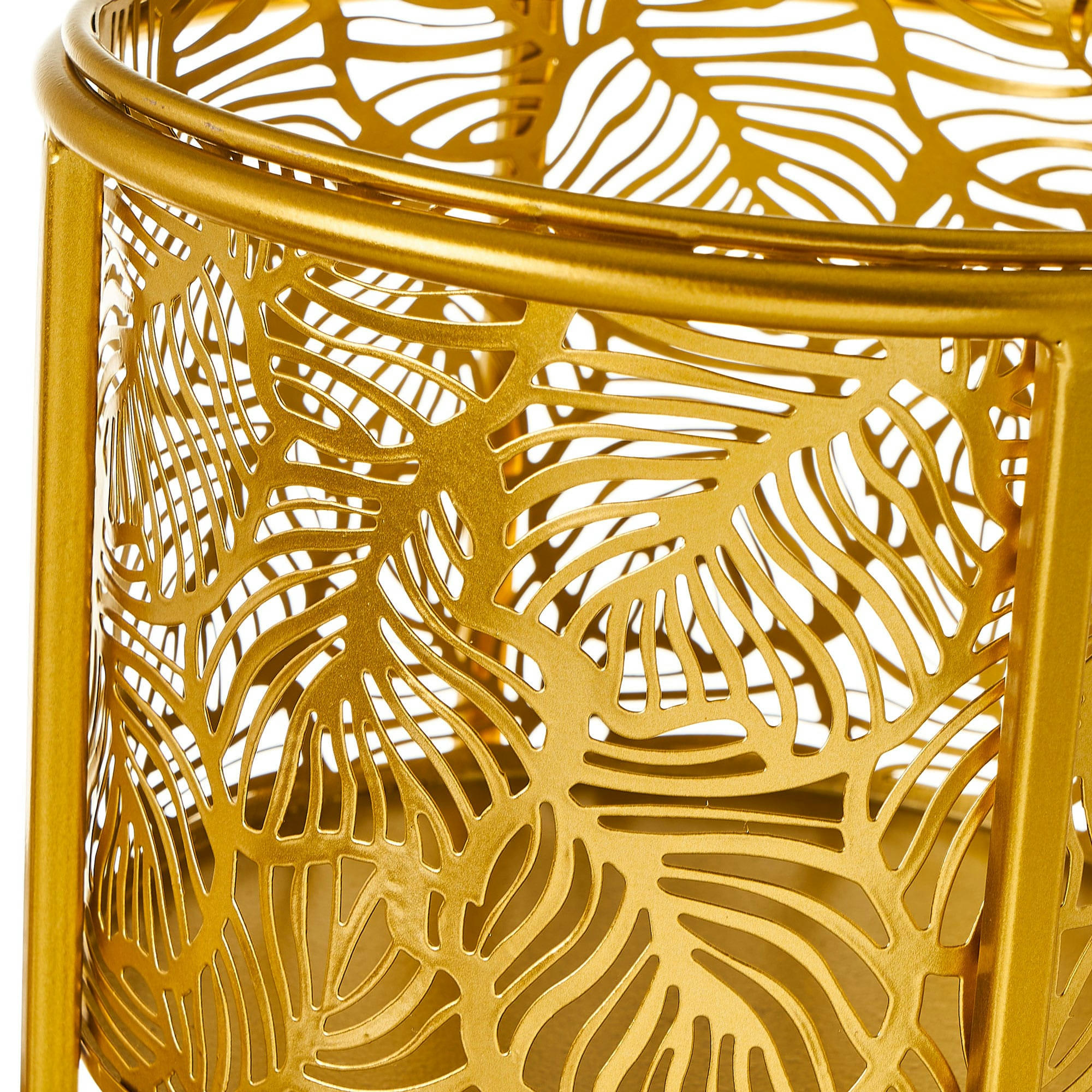 - Set de 2 supports pots plante en métal doré - 21.5x21.5x40.5cm