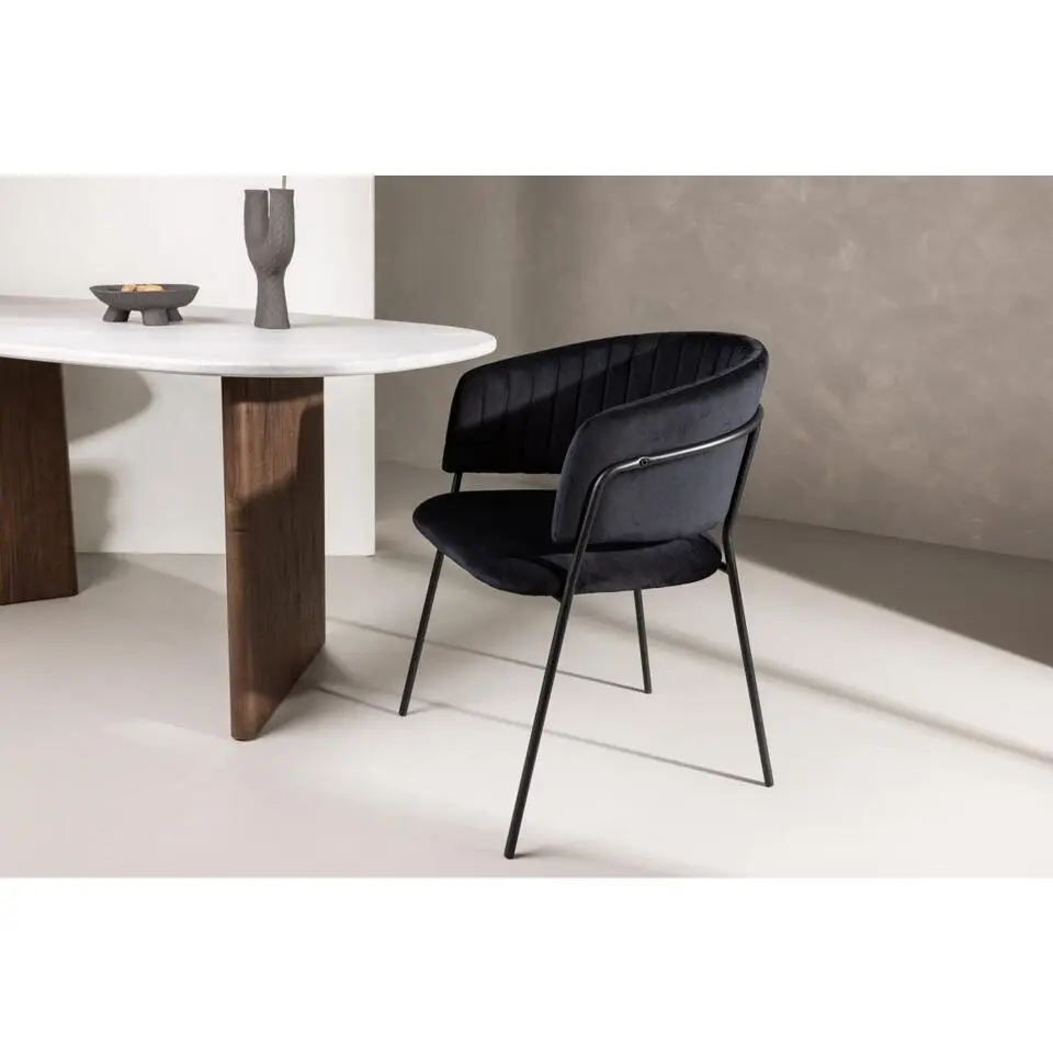 Svea - Melsa eetkamerstoel - velvet - zwart
