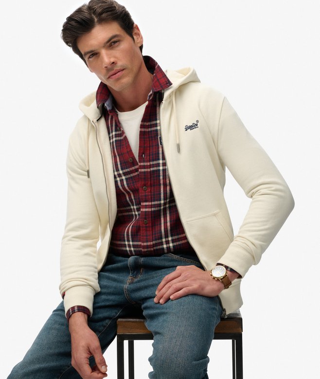 Essential Logo Zip Hoodie Half Brushed