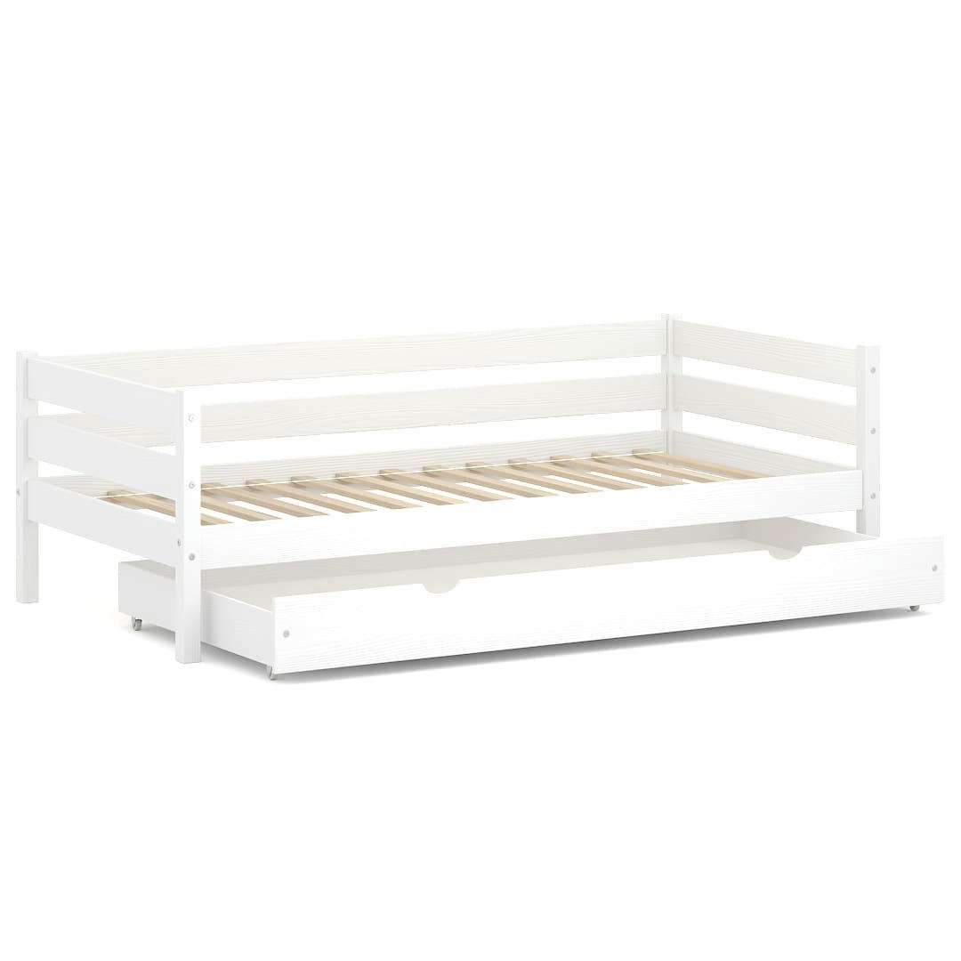 - Lit simple en pin massif 190x90 blanc