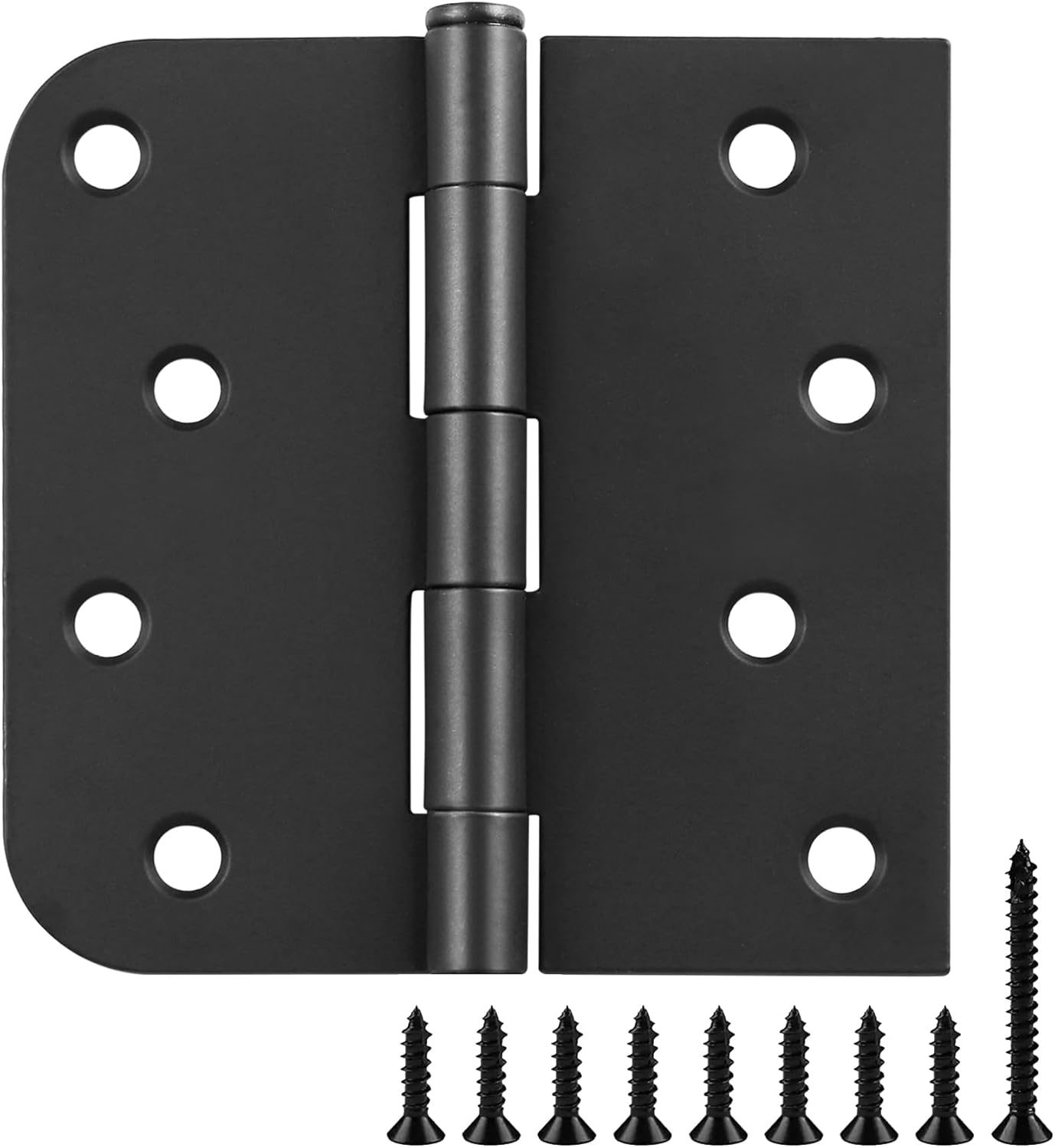 6 Pack Black Door Hinges 4 Inch Interior Hinge Matte Black Door Hinges 4 in Square Rounded 5/8 Radius Corner Hinge for Doors Reversible Full Mortise Combination 4 in Doors Hardware