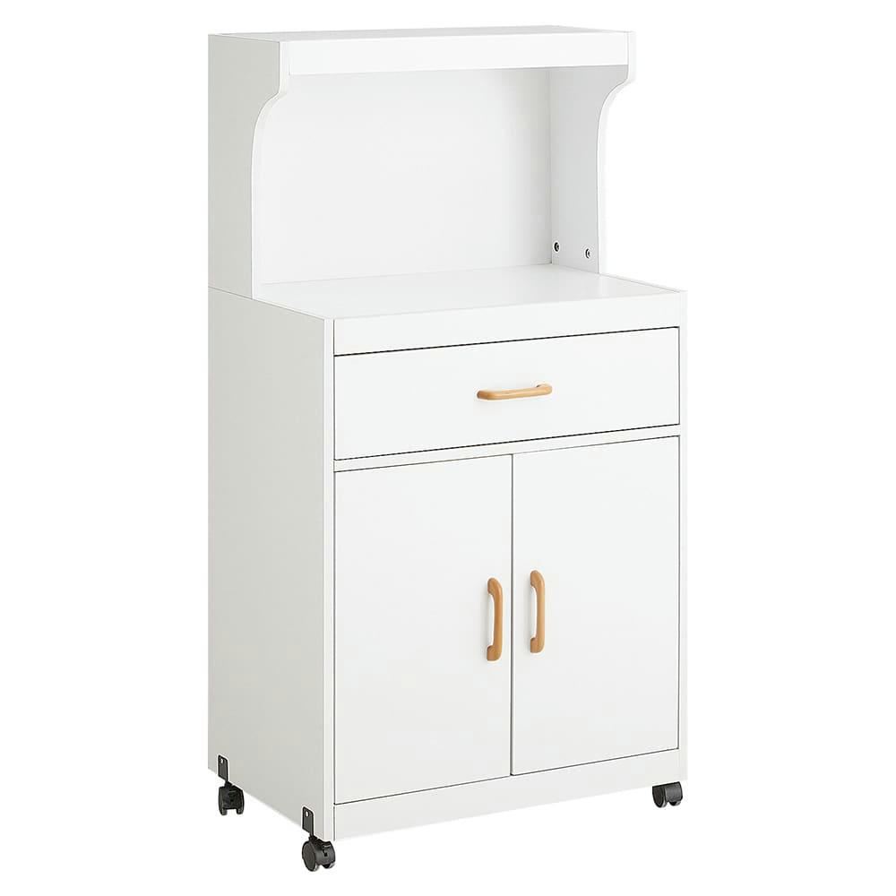 - Desserte micro-onde 1 tiroir 2 portes effet bois blanc