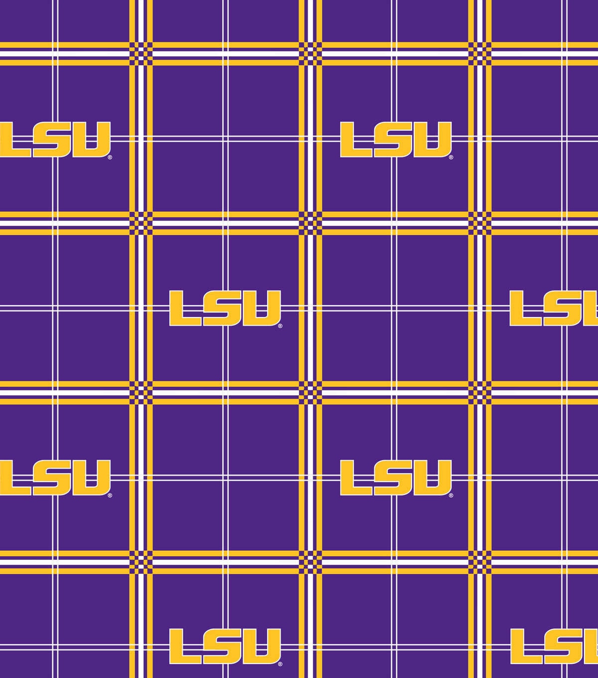 Louisiana State University Tigers Flannel Fabric 42 Plaid