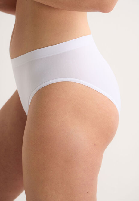 Womens White High Leg Seam Free Briefs