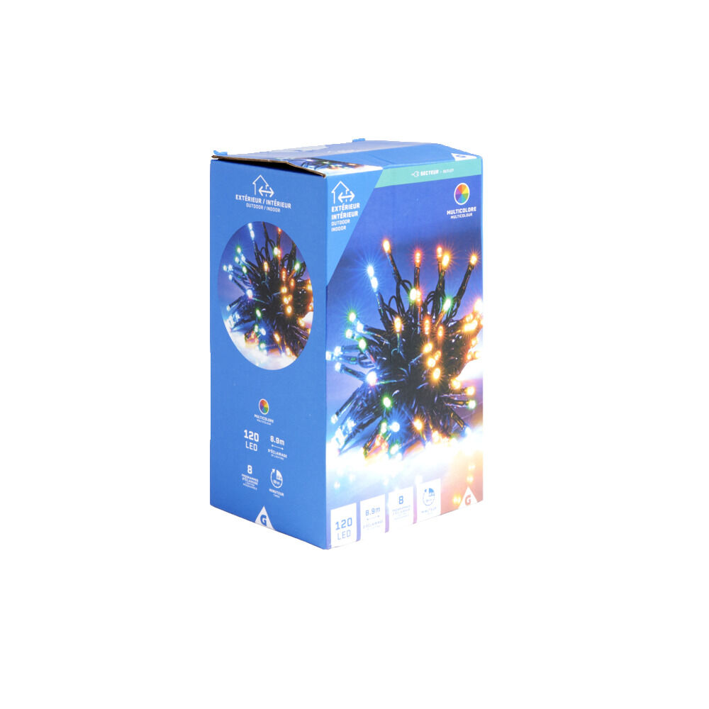 Guirlande lumineuse extérieur 120LED multicolores 8,9m