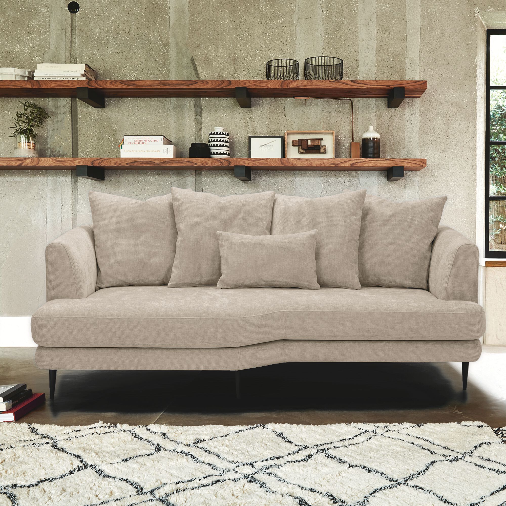 TESSOUN - Canapé 3 places fixe gauche en tissu Cannes - beige roucas