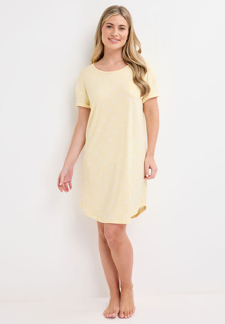Womens Lemon Daisy Soft Touch Nightdress