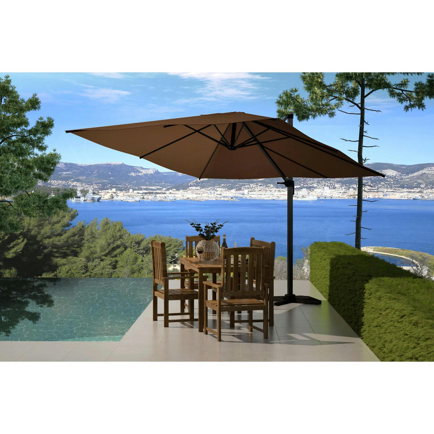 PALATINO - PALATINO - Parasol déporté et rotatif 3x3m chocolat