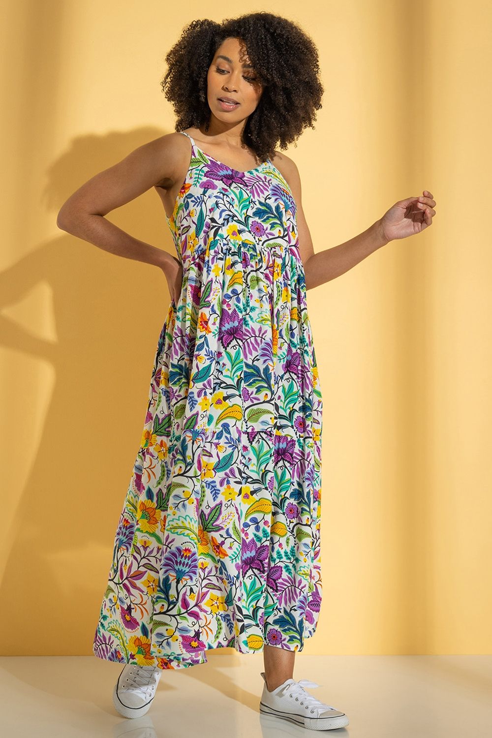 Klass. Floral Print Relaxed Fit Strappy Maxi Dress