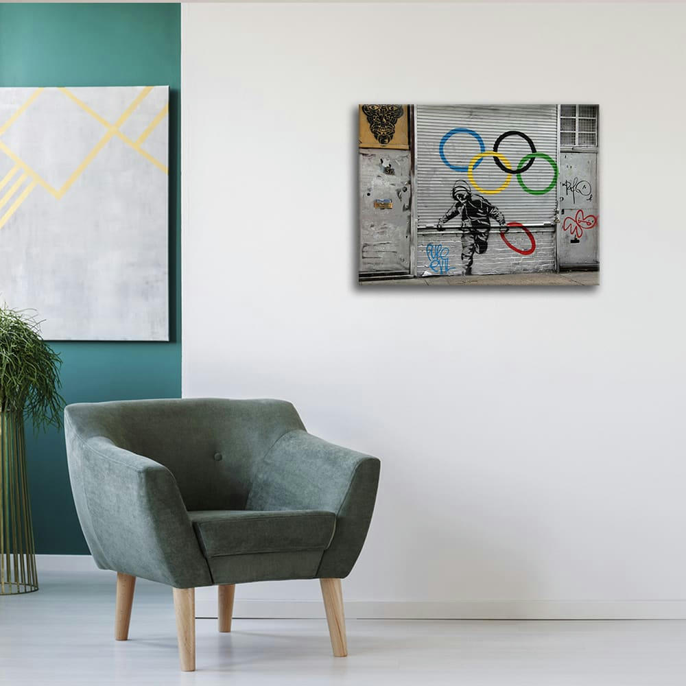 - Tableau impression sur toile vol Olympique 50x60cm