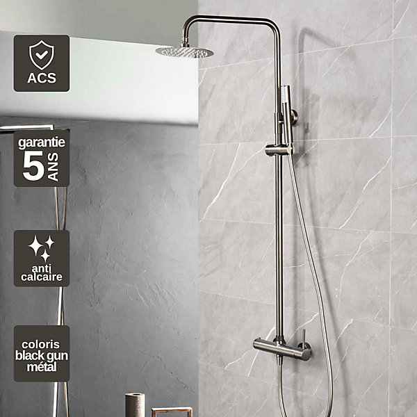 Colonne de Douche Anti-Calcaire Black Gun Métal IMEX MONZA BDM039/BGM