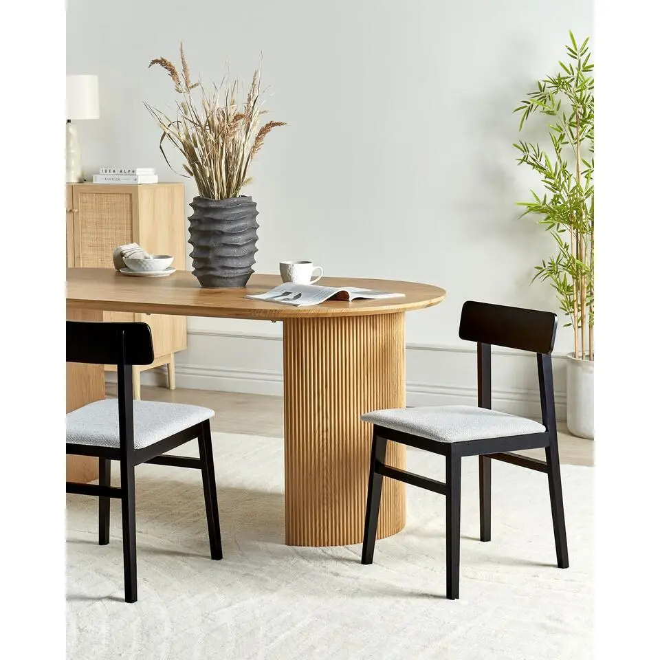 STACY - Eetkamerstoelen set van 2 - Lichtgrijs - Rubberhout