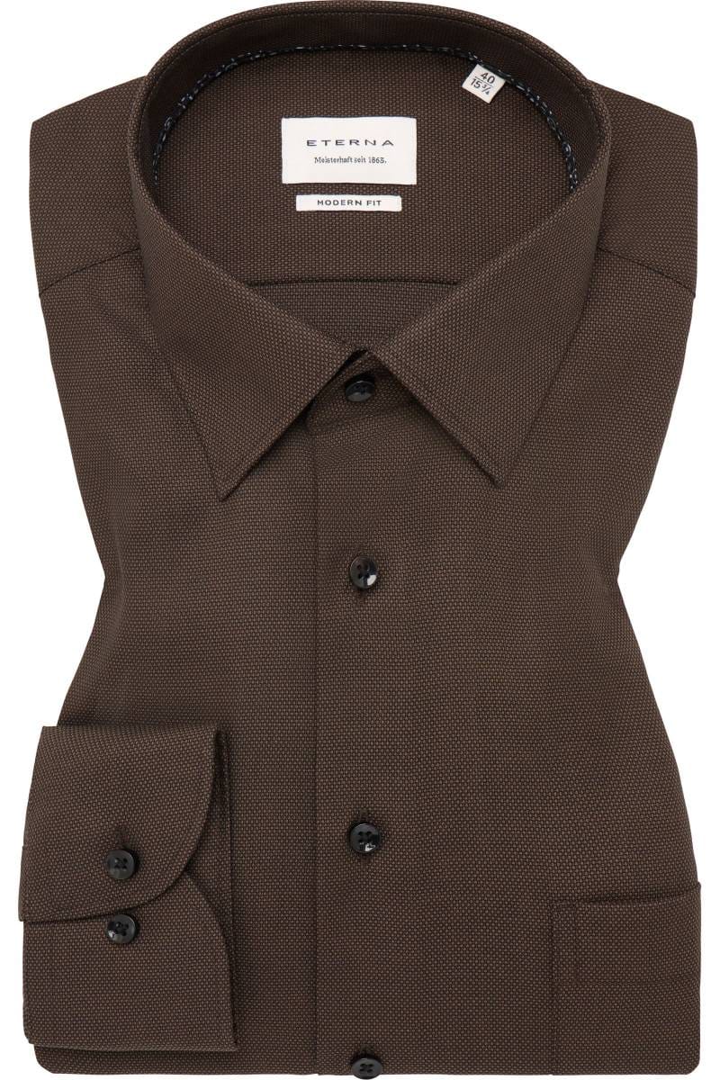 ETERNA Modern Fit Hemd dunkelbraun, Strukturiert