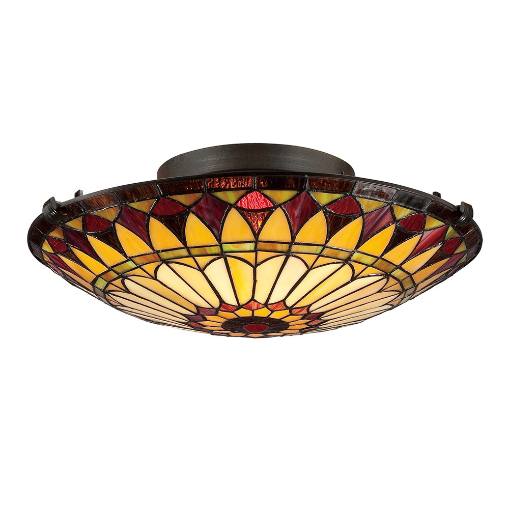 Plafon witrażowy multikolor okrągły 42cm West End 2xE27x60W IP20 Quoizel