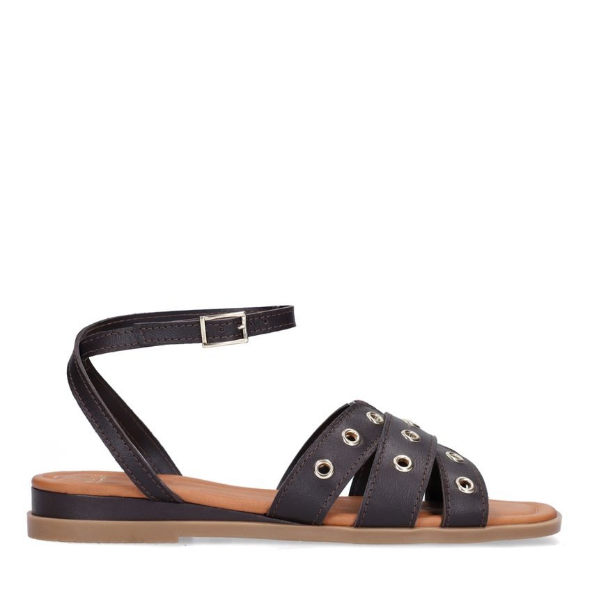 Manfield Bruine leren sandalen met studs