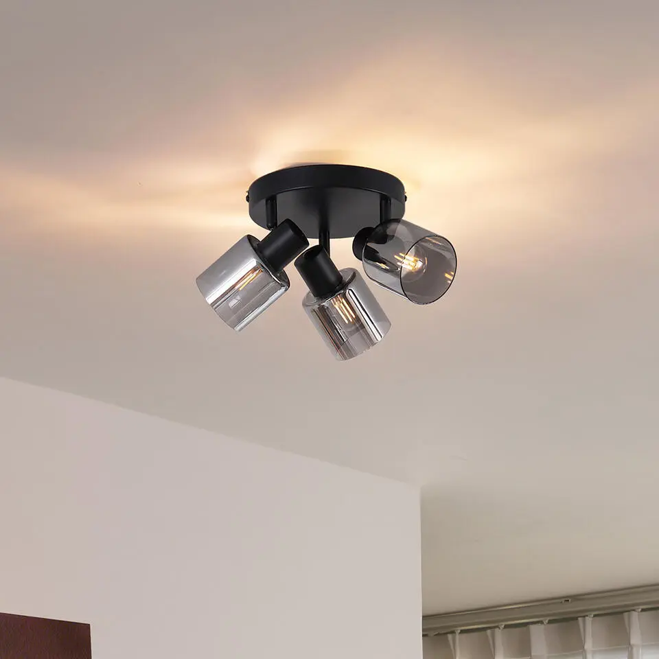 Qazqa spot cilin zwart e14