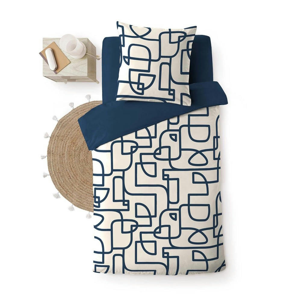 - Parure de couette 100% coton 57 fils imprimée 140x200 1 taie