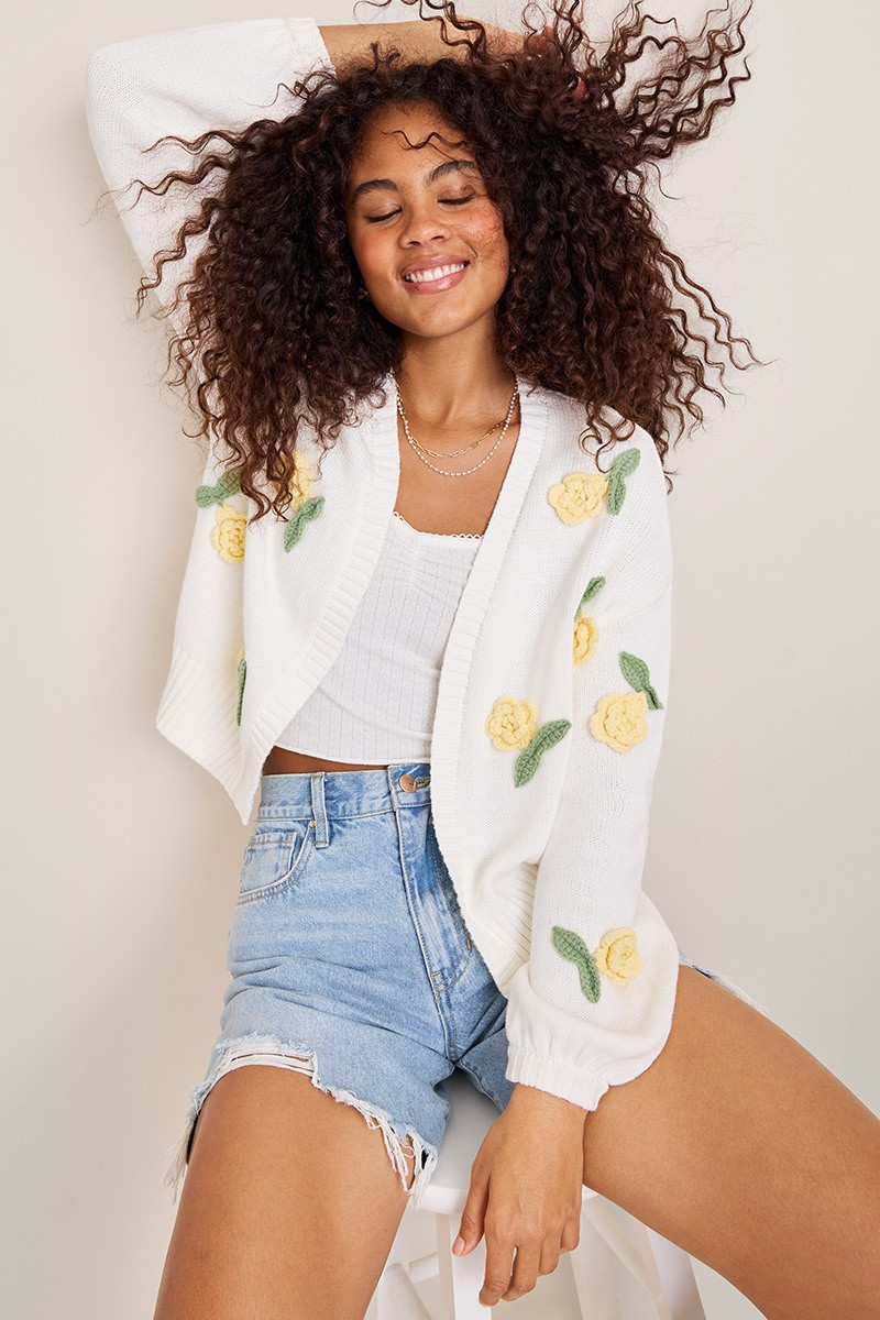 Emma Flower Bobble Cardigan