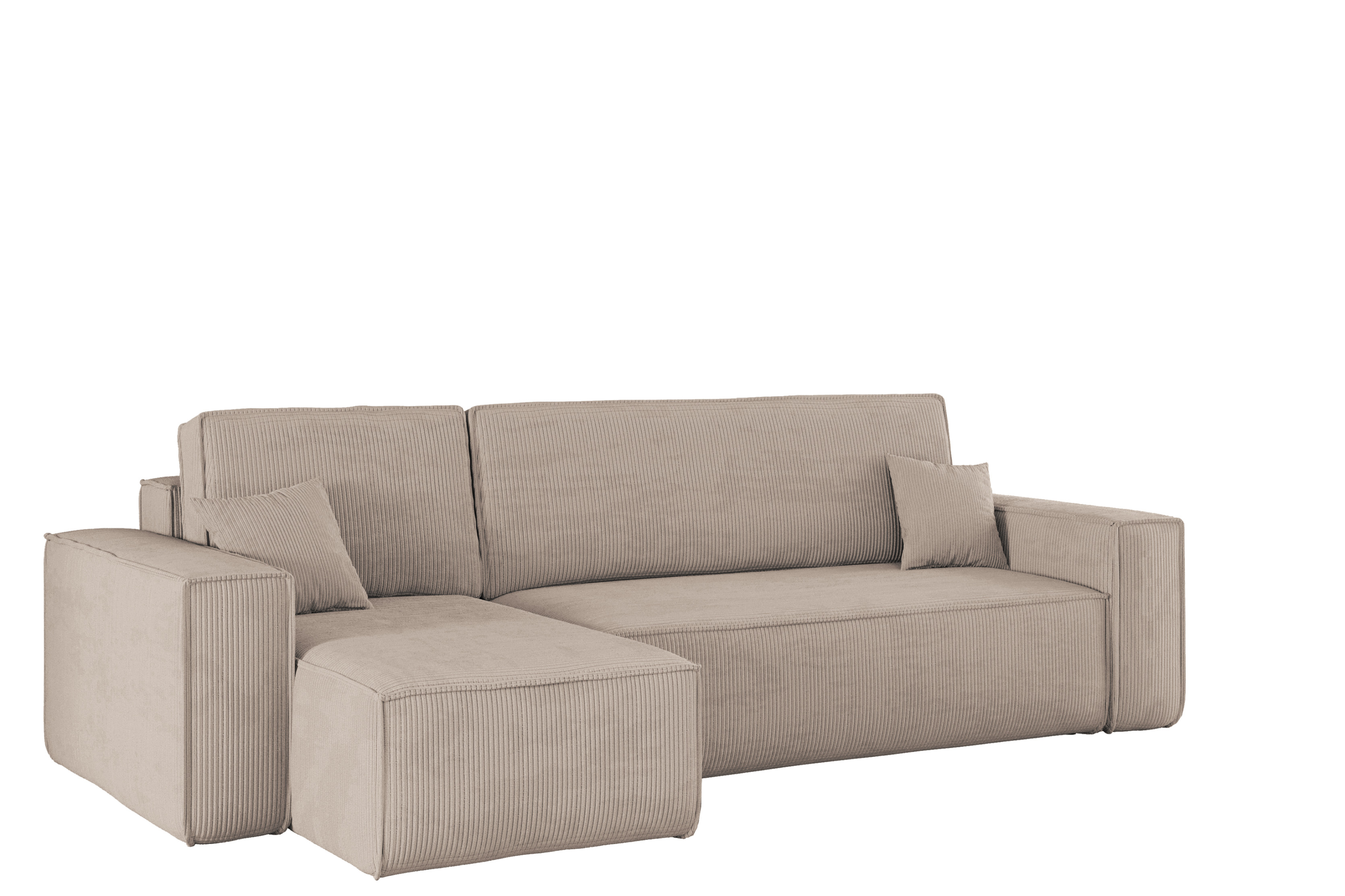 Sofa w kształcie L BEST narożnik, tkanina Poso, Ciemnobeżowy Lewostronny