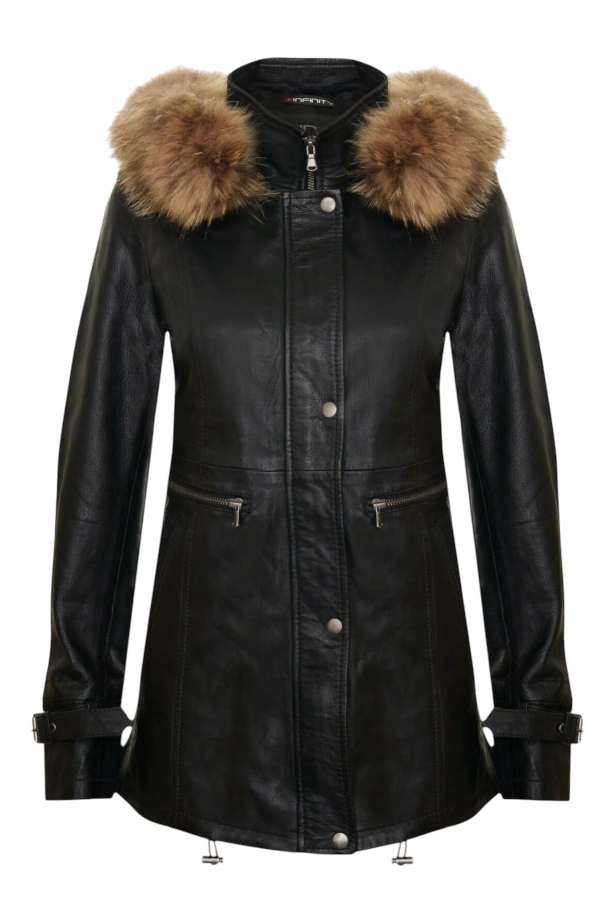 Infinity Leather Leather Hooded Parka Jacket-Charleville