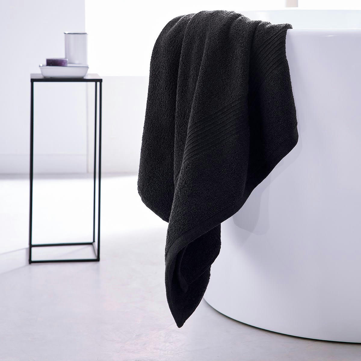 MEVAK BAÑO - Maxi drap de bain uni en coton anthracite 90x150