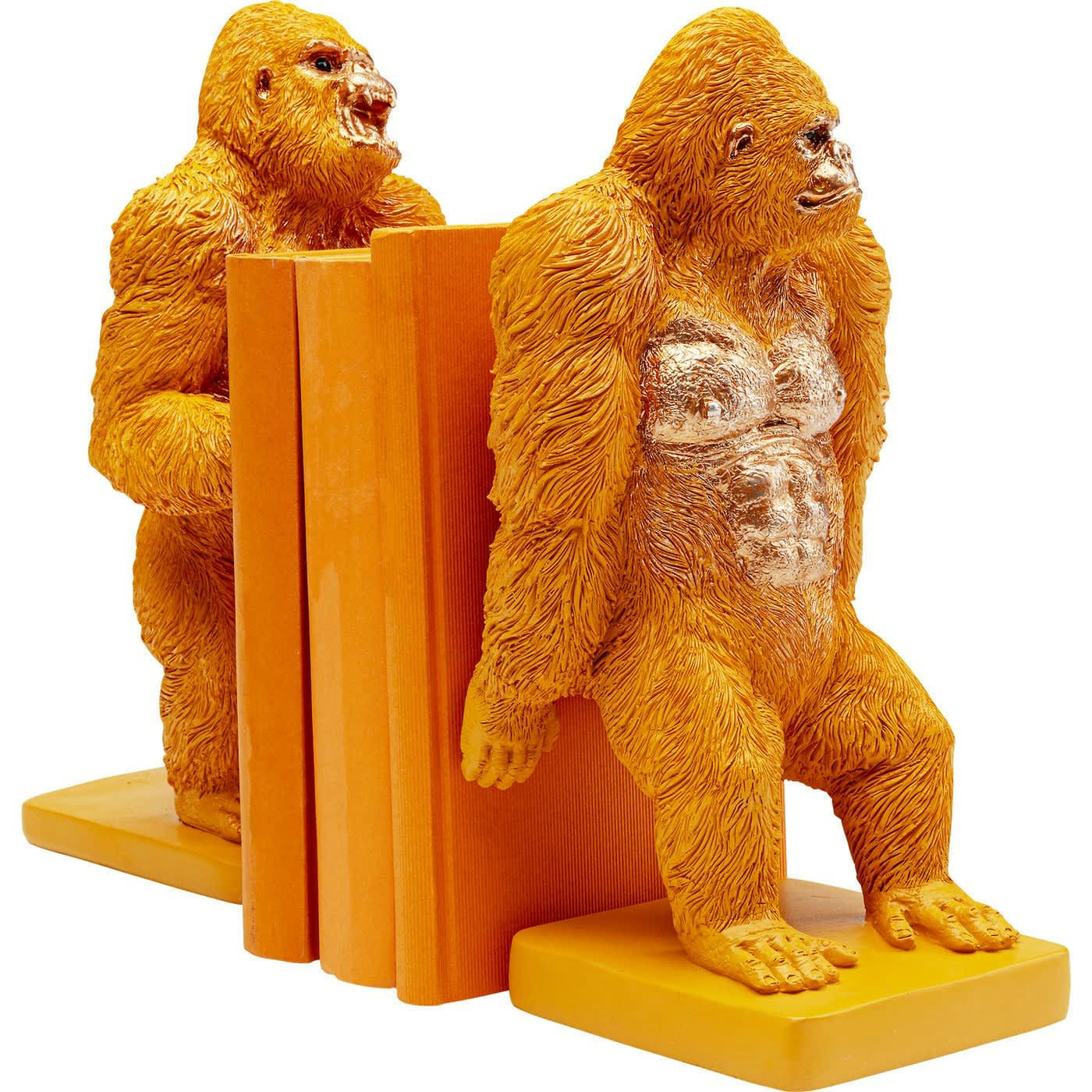 GORILLA - Serre-livres gorilles en polyrésine orange H29