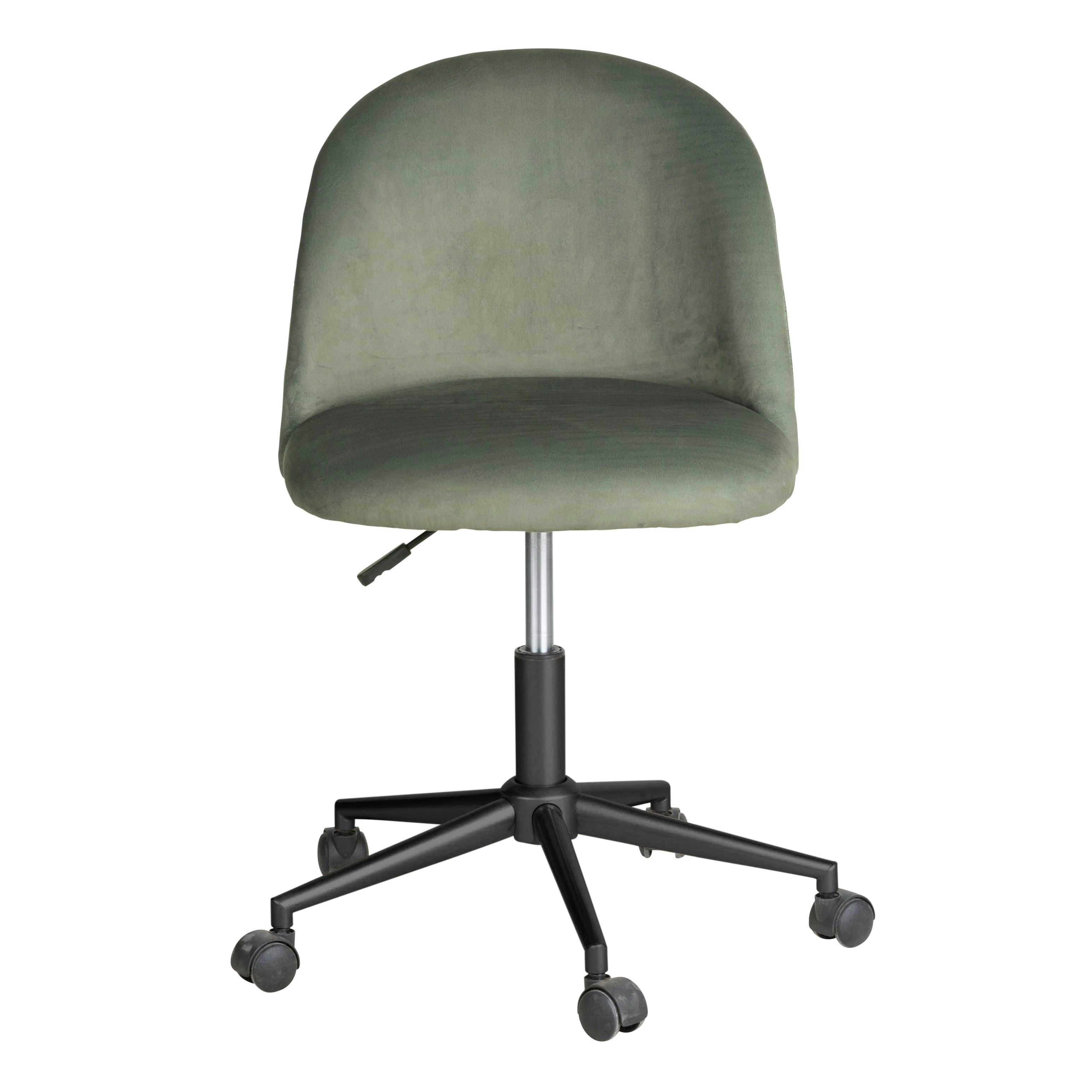 Mauricette - Chaise de bureau réglable à roulettes en velours vert