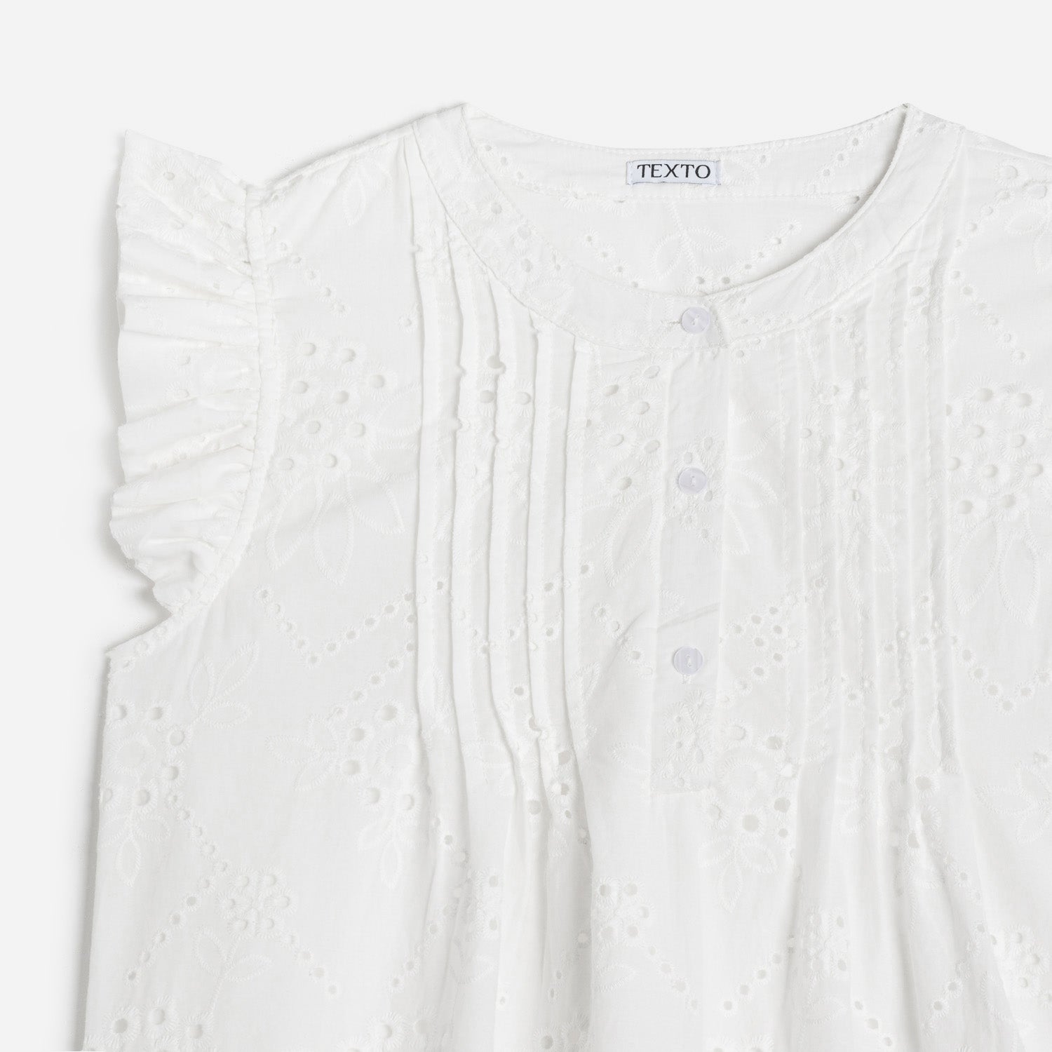 Blouse TEXTO blanche broderies anglaises
