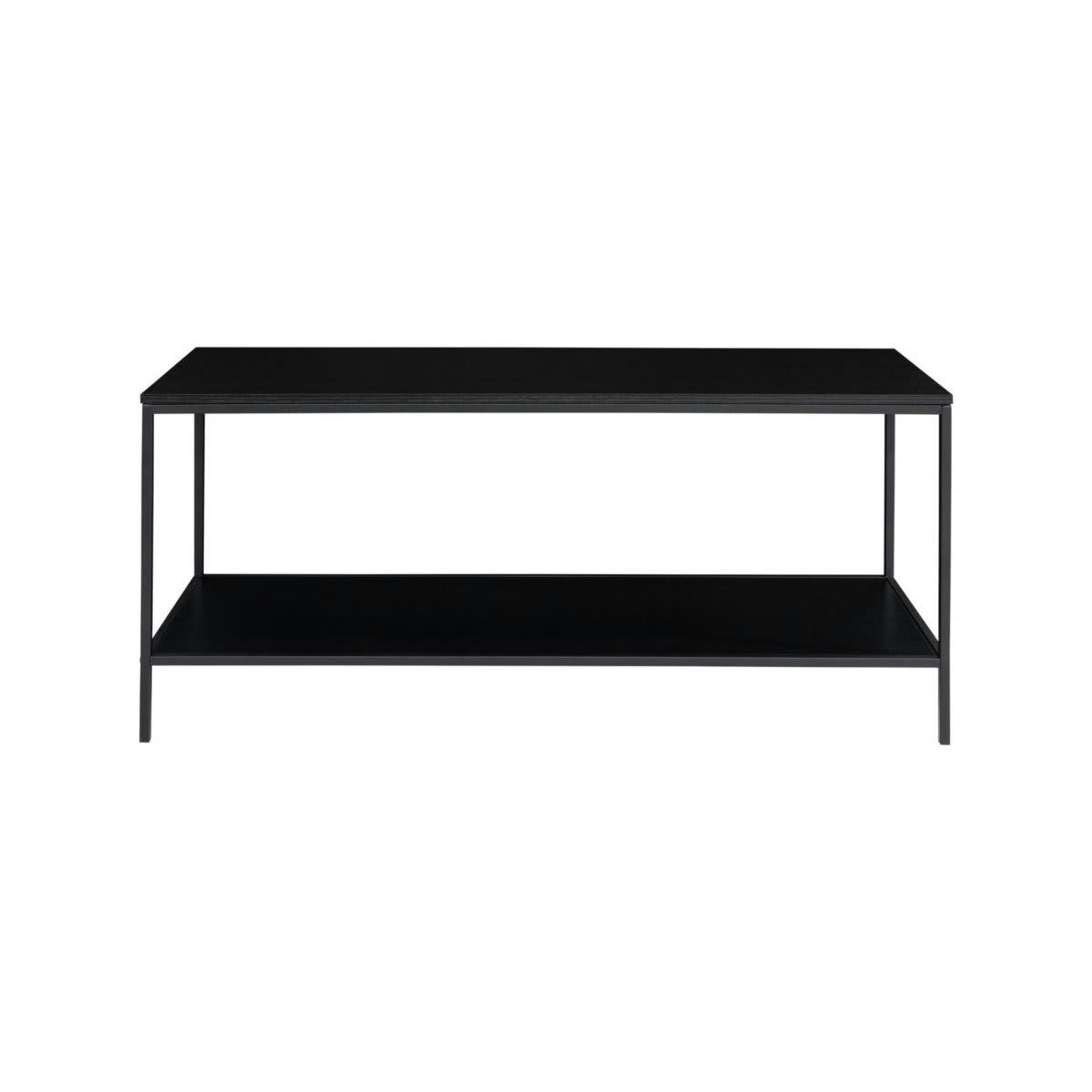 YOCK - Meuble TV minimaliste effet bois et métal noir 100cm noir