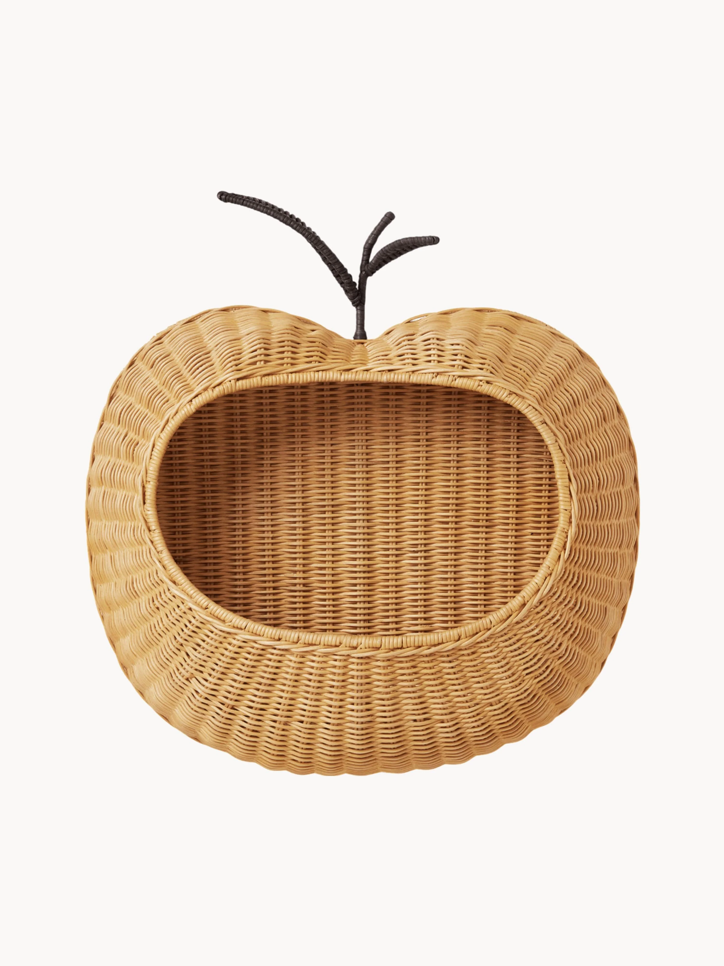 Handgefertigtes Wandregal Apple aus Rattan