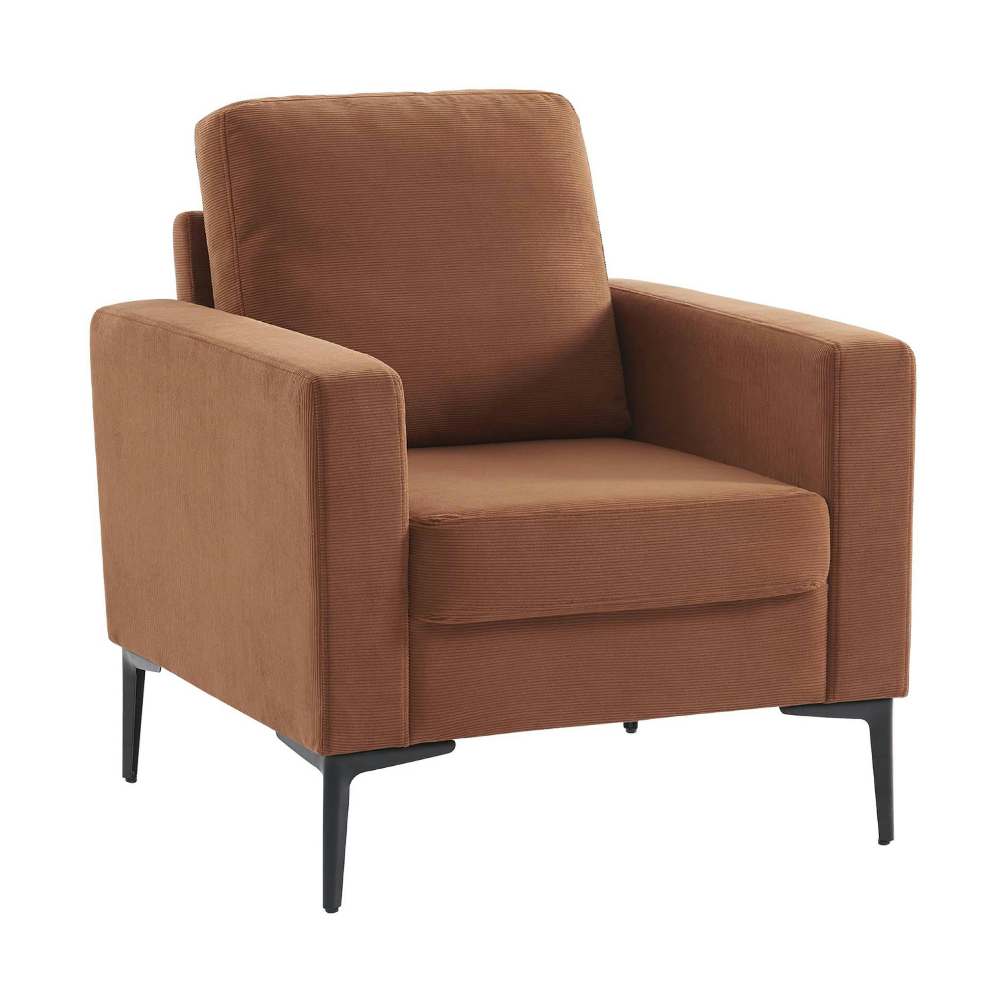 BJORN - Fauteuil en velours côtelé terracotta