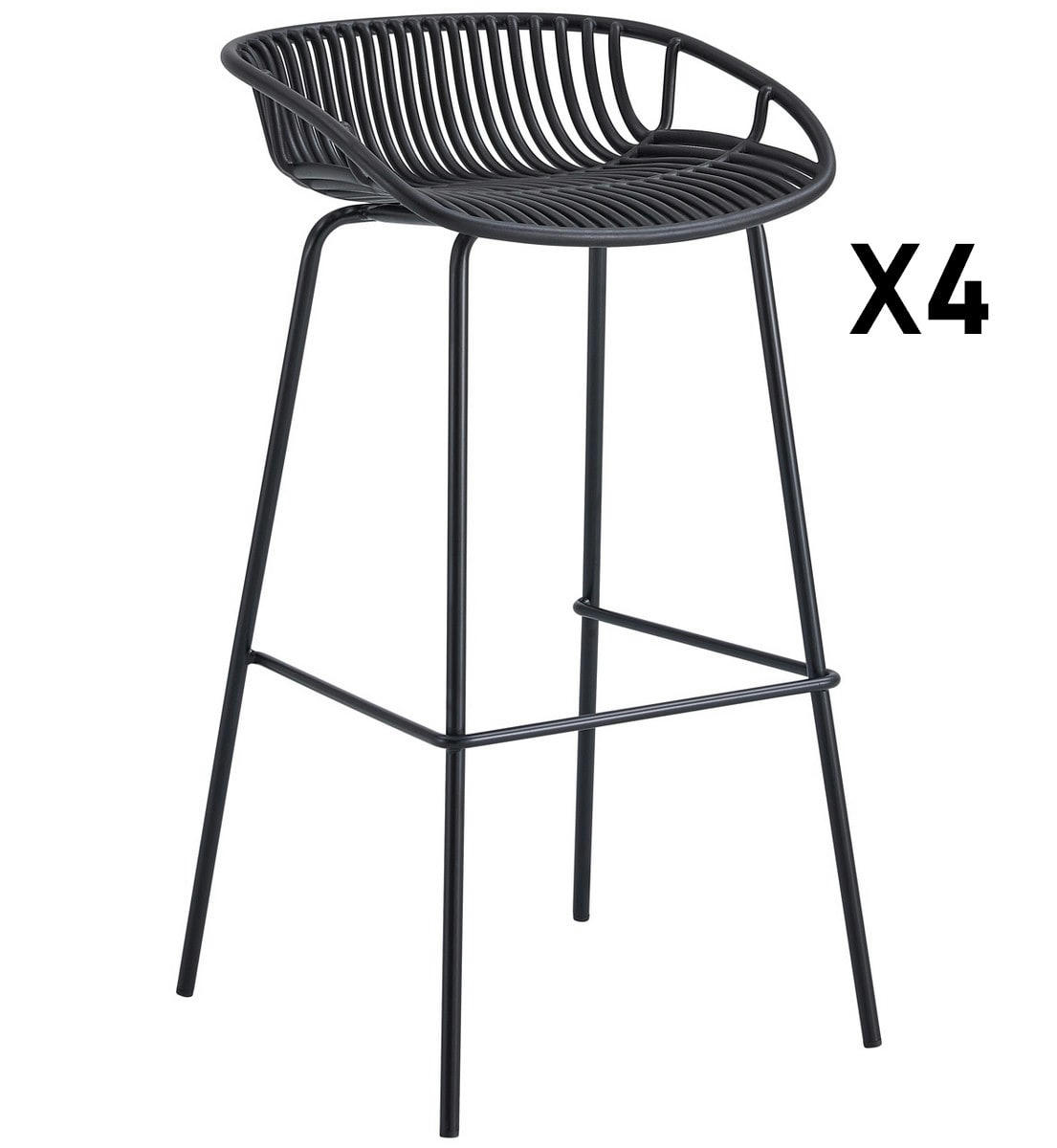 PALMA - 4 Tabourets de bar noir