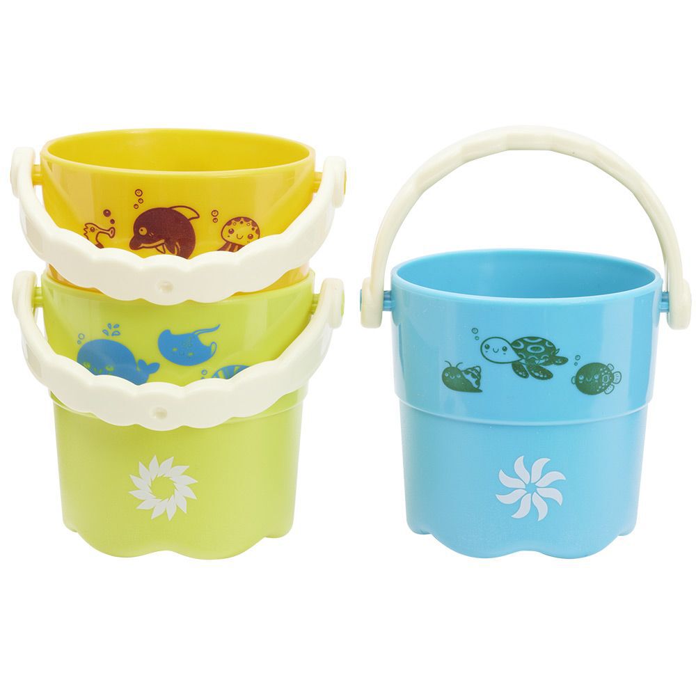 Seau de plage Funky motif animaux de la mer x3 - Ø7xH7cm