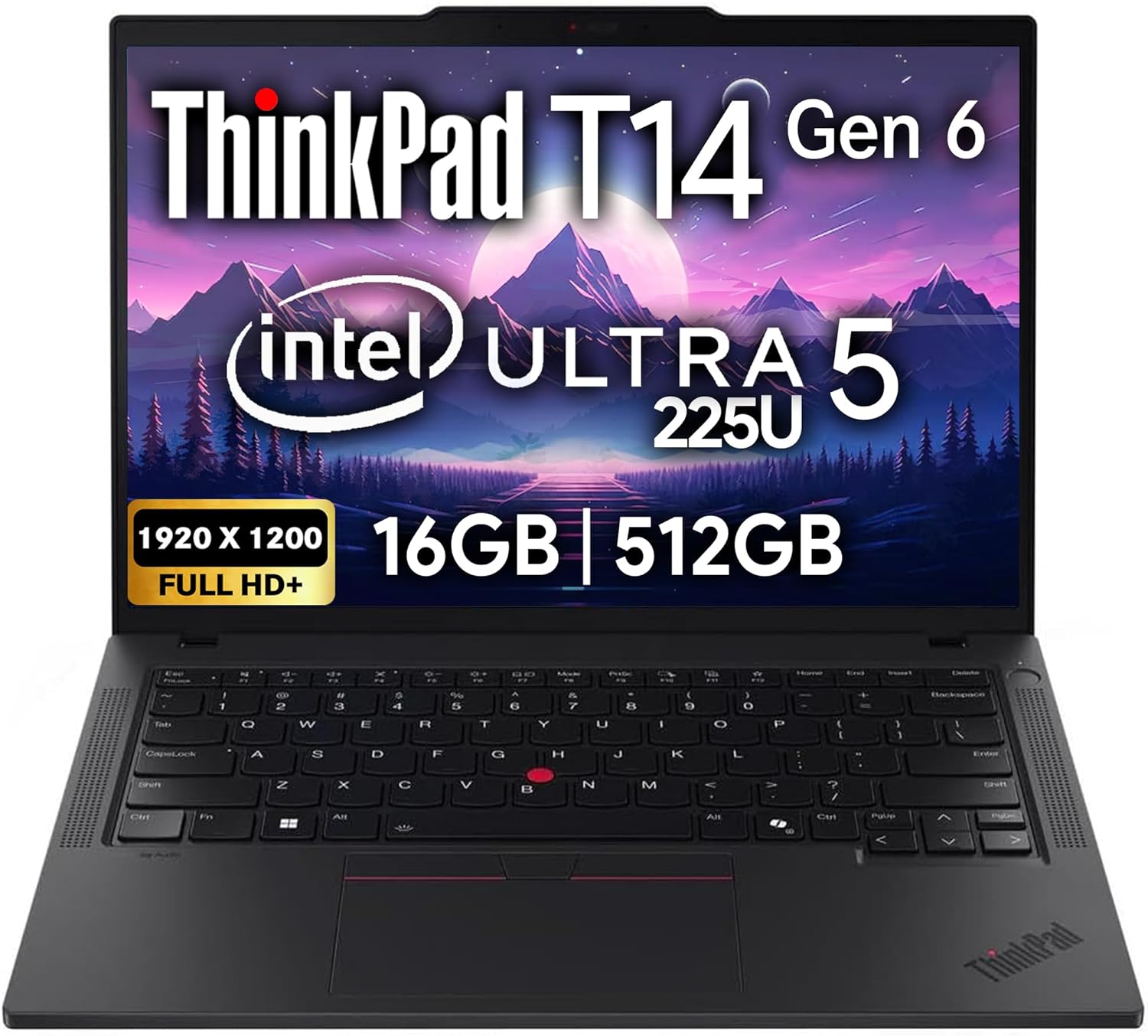 Lenovo ThinkPad T14 G6 AI Business Laptop 14 FHD+ Display  Intel Ultra 5 225U  16GB DDR5 RAM  512GB SSD  5MP FHD Webcam  Fingerprint  Backlit KB  Wi-Fi 6E  2 Thunderbolt 4 - Black