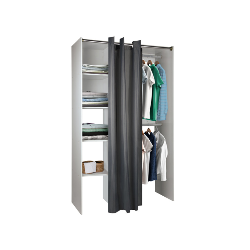 Garde-robe avec rideau gris 120 x 48 x 200 cm PRACTO HOME