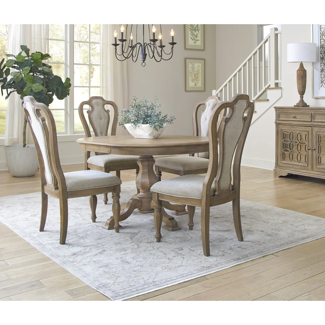 Magnolia Manor Opt 5 Piece Pedestal Table Set