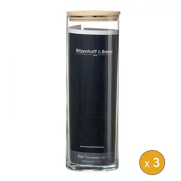 Lot de 3 Bocaux en verre pour spaghettis 1,9 litre