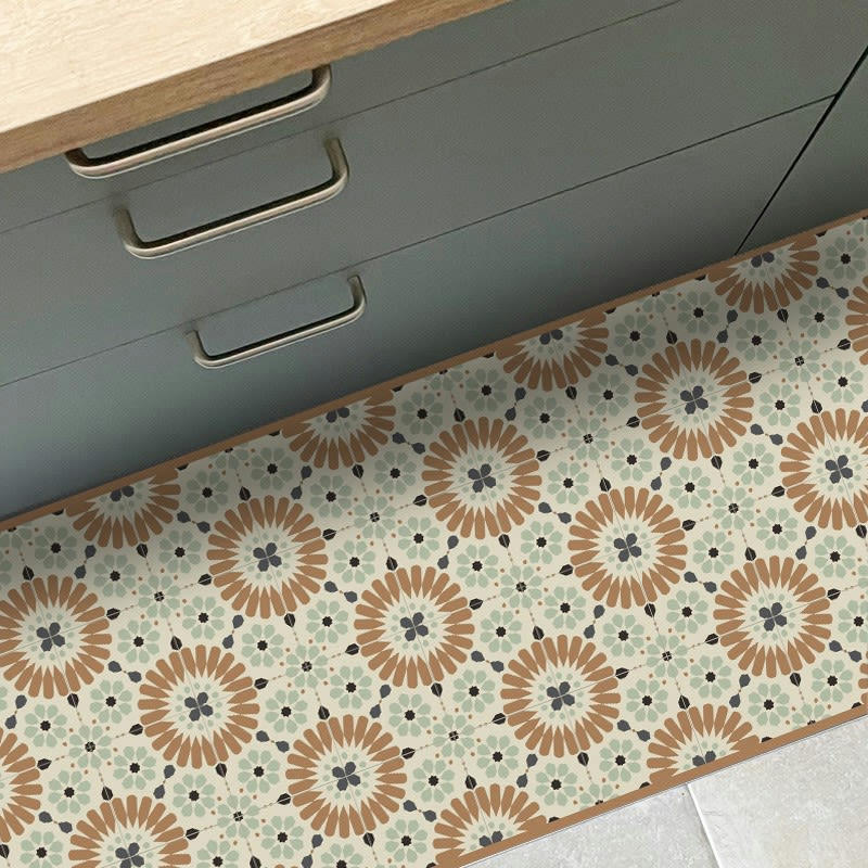 MARSIHO - Tapis Vinyle Médium l 50xL120cm Multicolore Carreaux de ciment