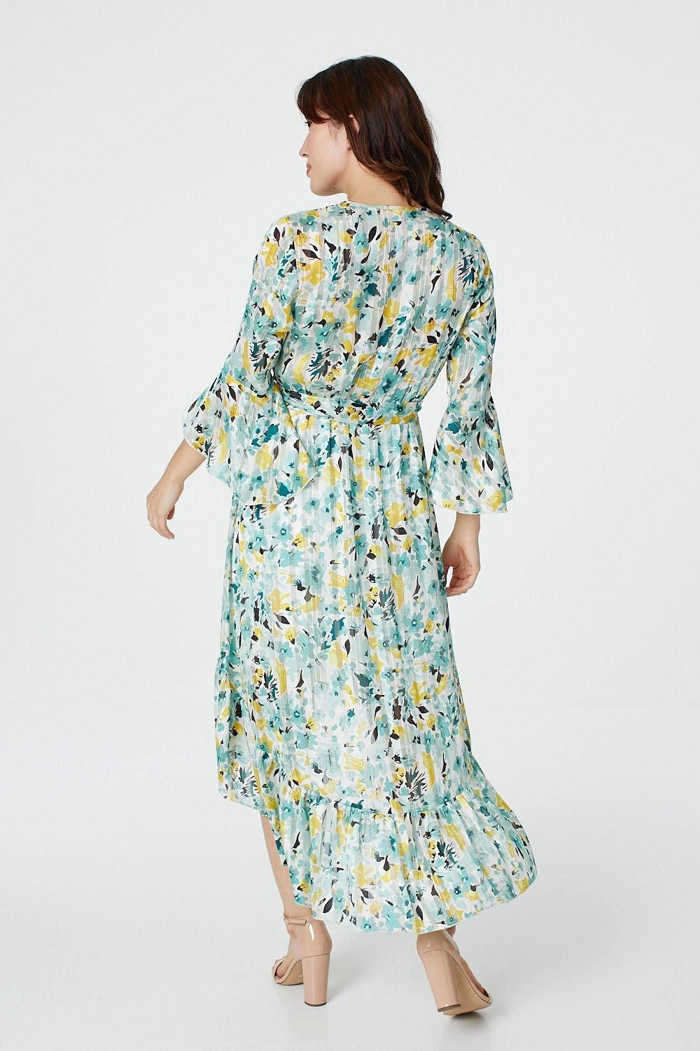 Izabel London Floral 3/4 Sleeve Wrap Dress