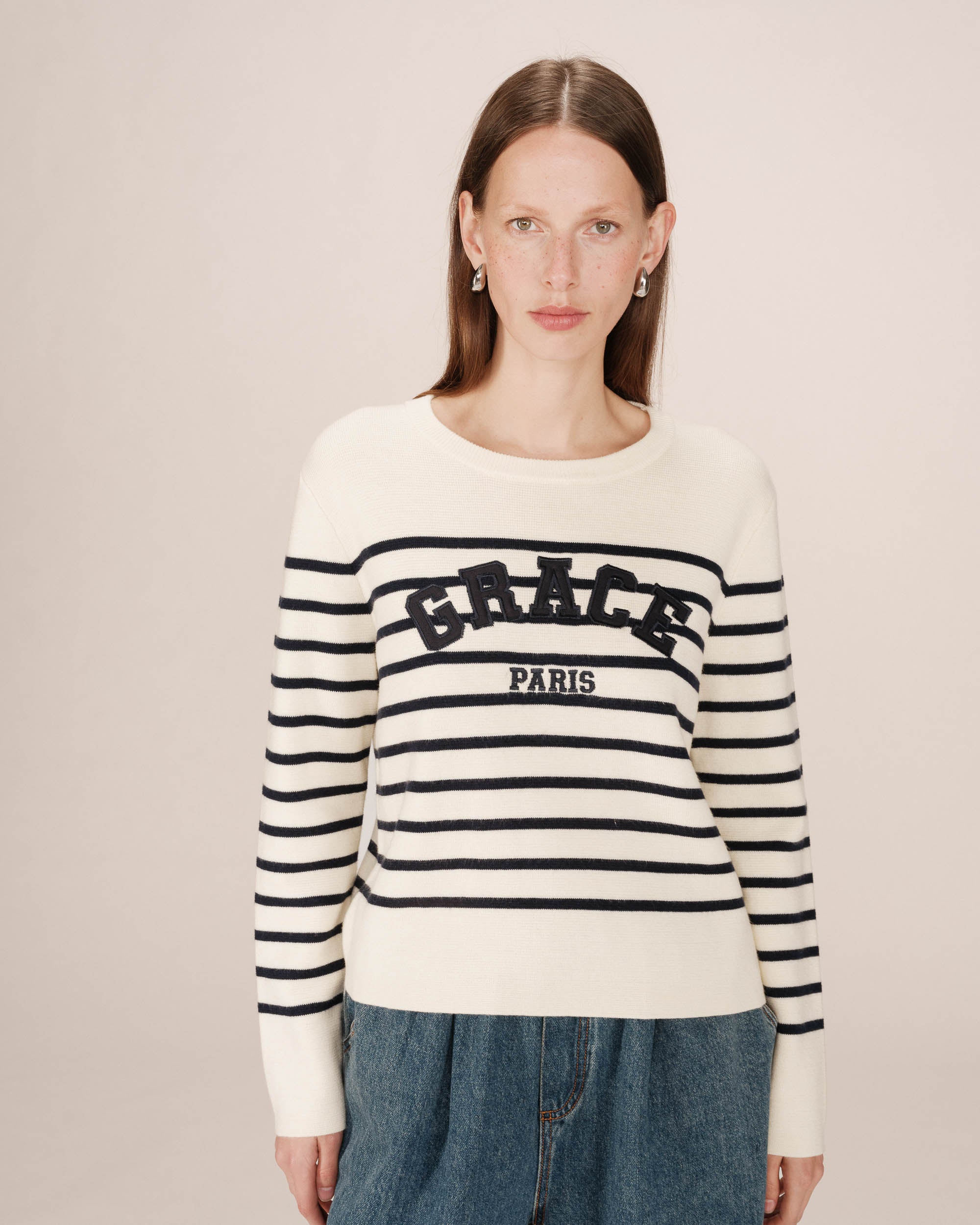 Pull universitaire ecru Sardaigne