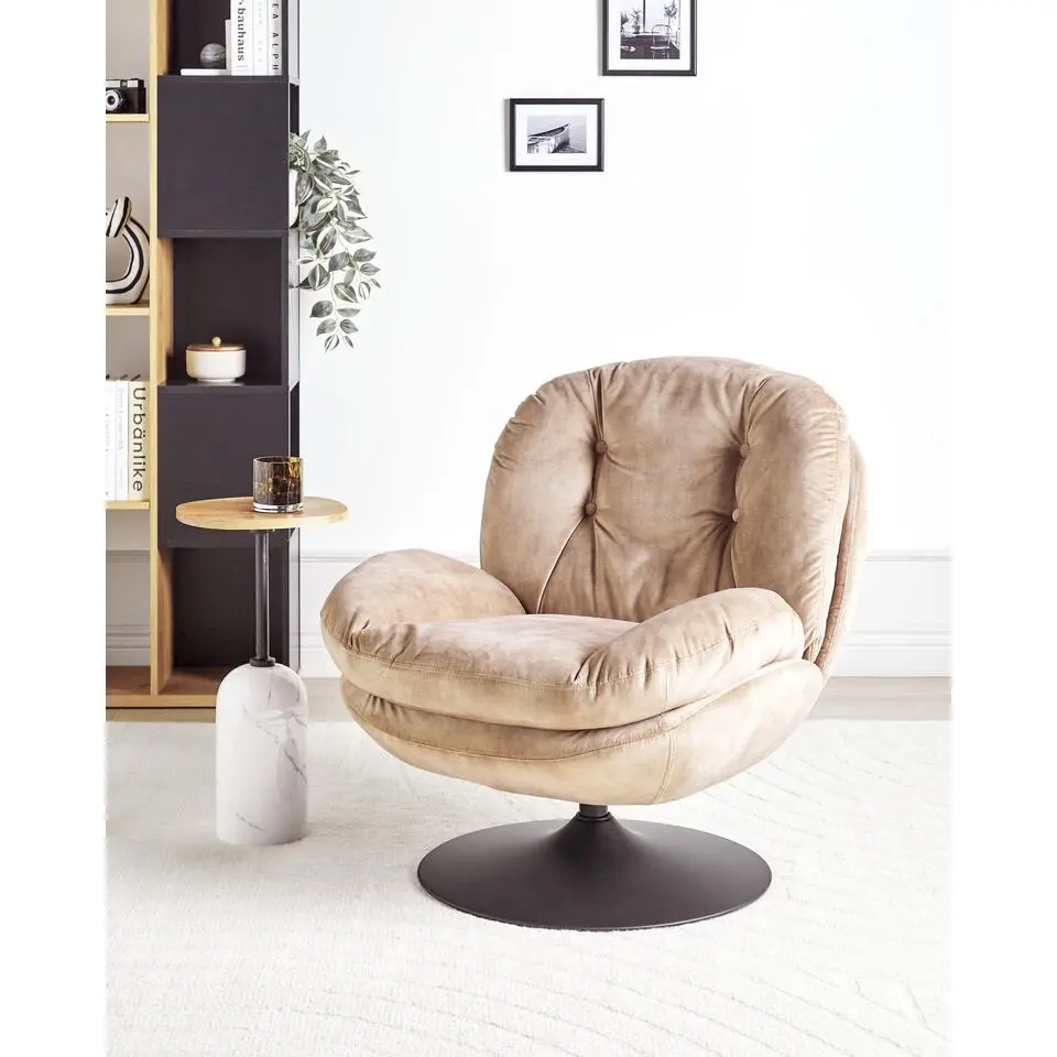 NOLVIK - Fauteuil - Zandbeige - Fluweel