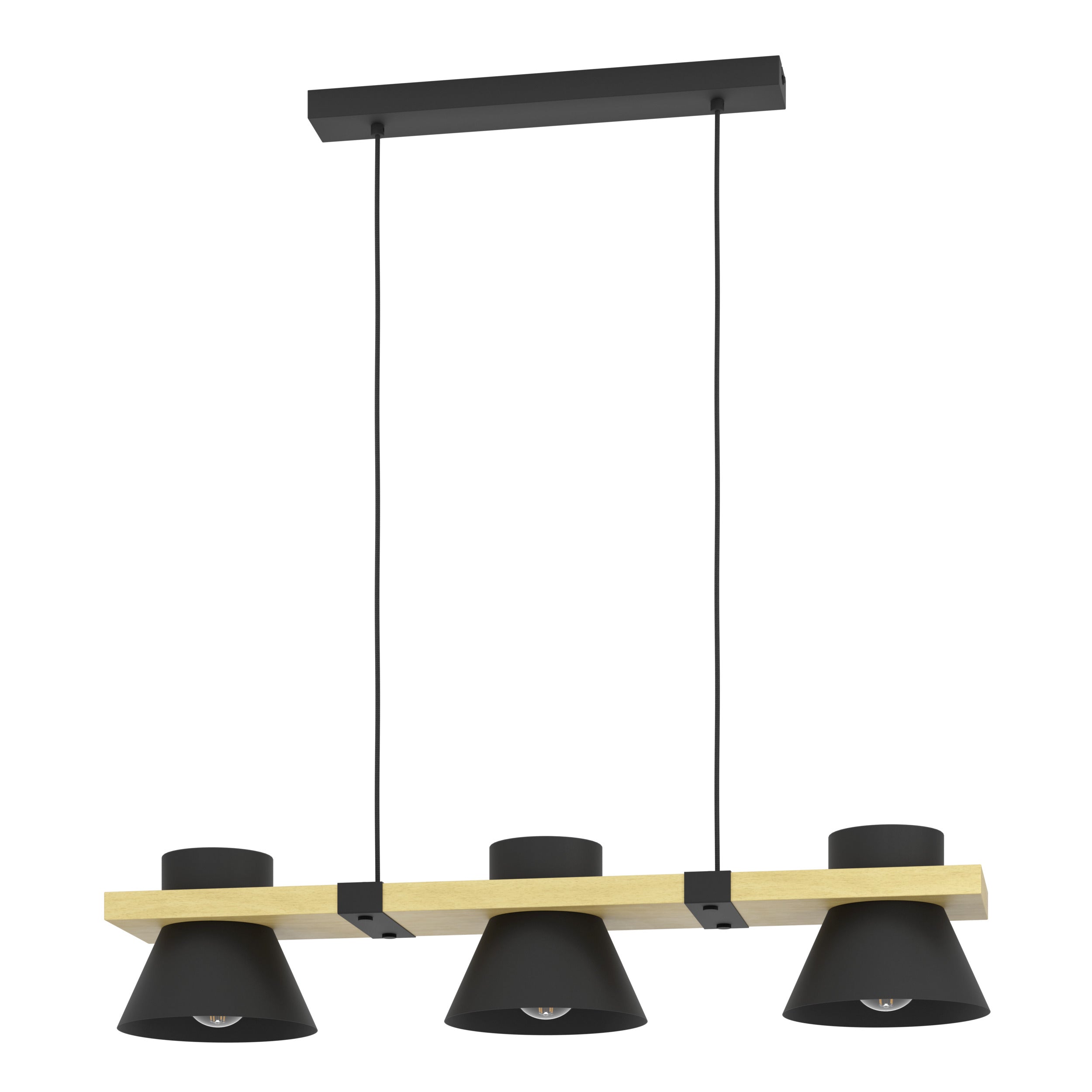EGLO hanglamp Maccles - e27 - 78 cm - zwart/bruin - hout