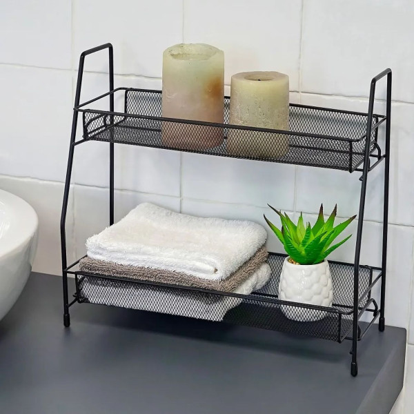 Półka metalowa czarna 2- poziomowa 33 cm