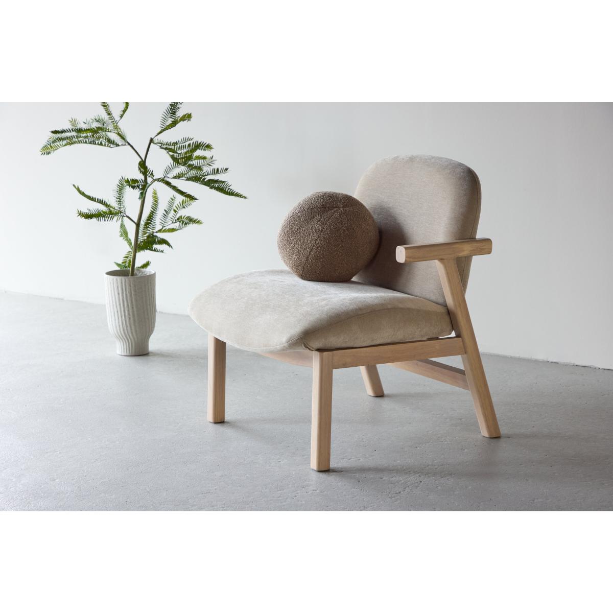 Svea - Nakamura fauteuil - rubberhout en stof - beige