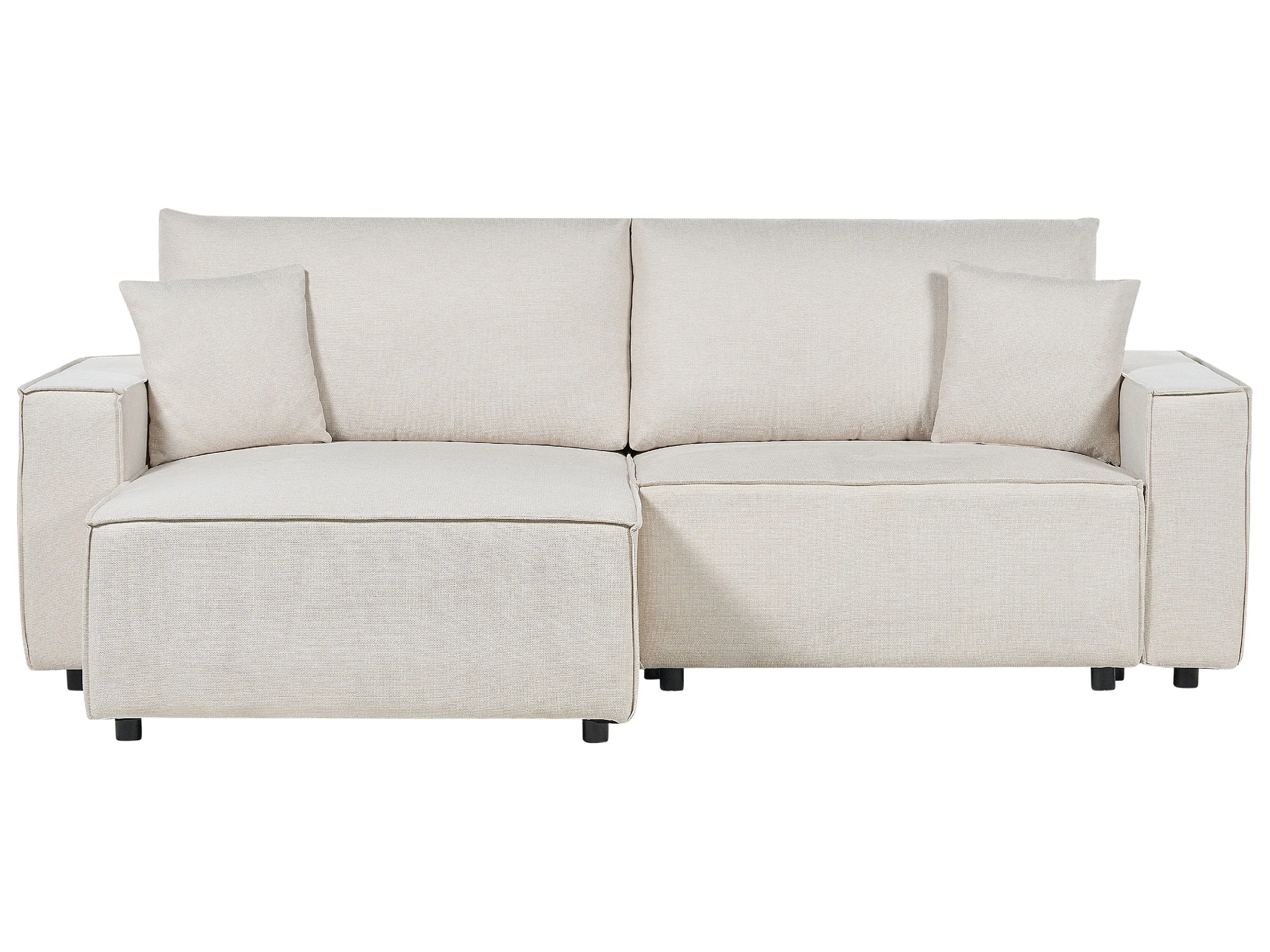 Sofa Bed 3 Seater KARILA Fabric Light Beige with Storage Left Hand