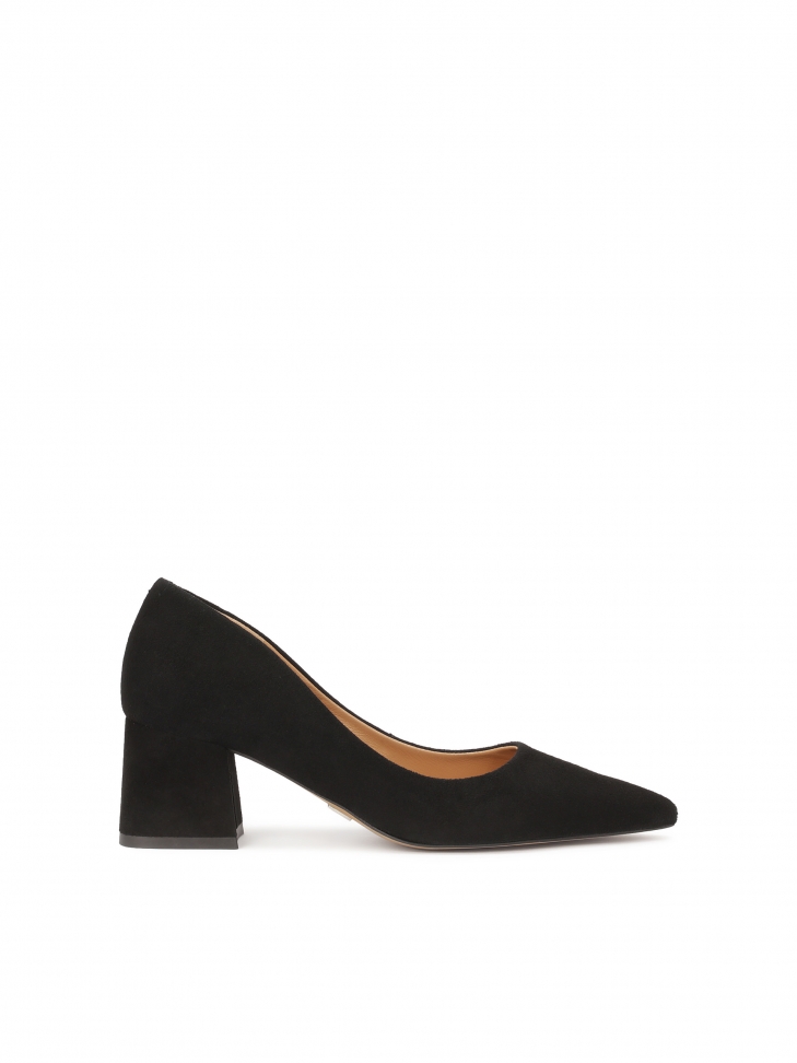 Suede black minimal style pumps
